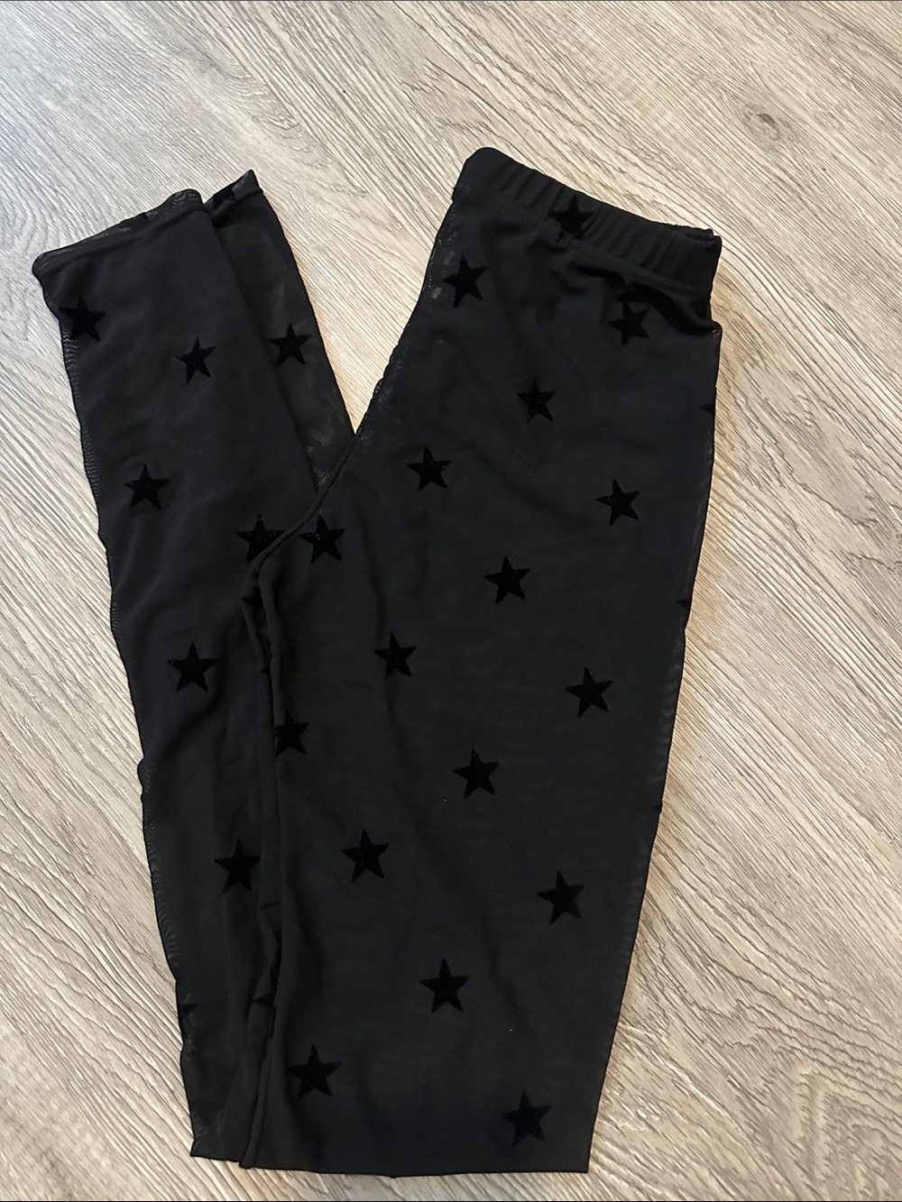 Black Star-Print Leggings with Velvet Accents